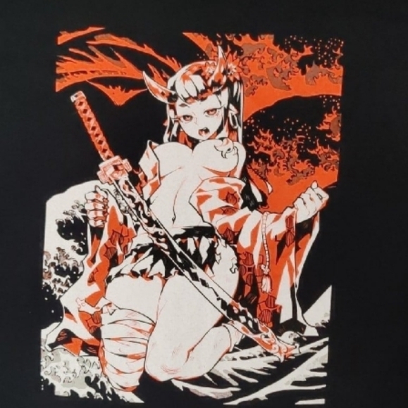 Bad Habits Anime Girl Black T-shirt. L - Picture 2 of 5